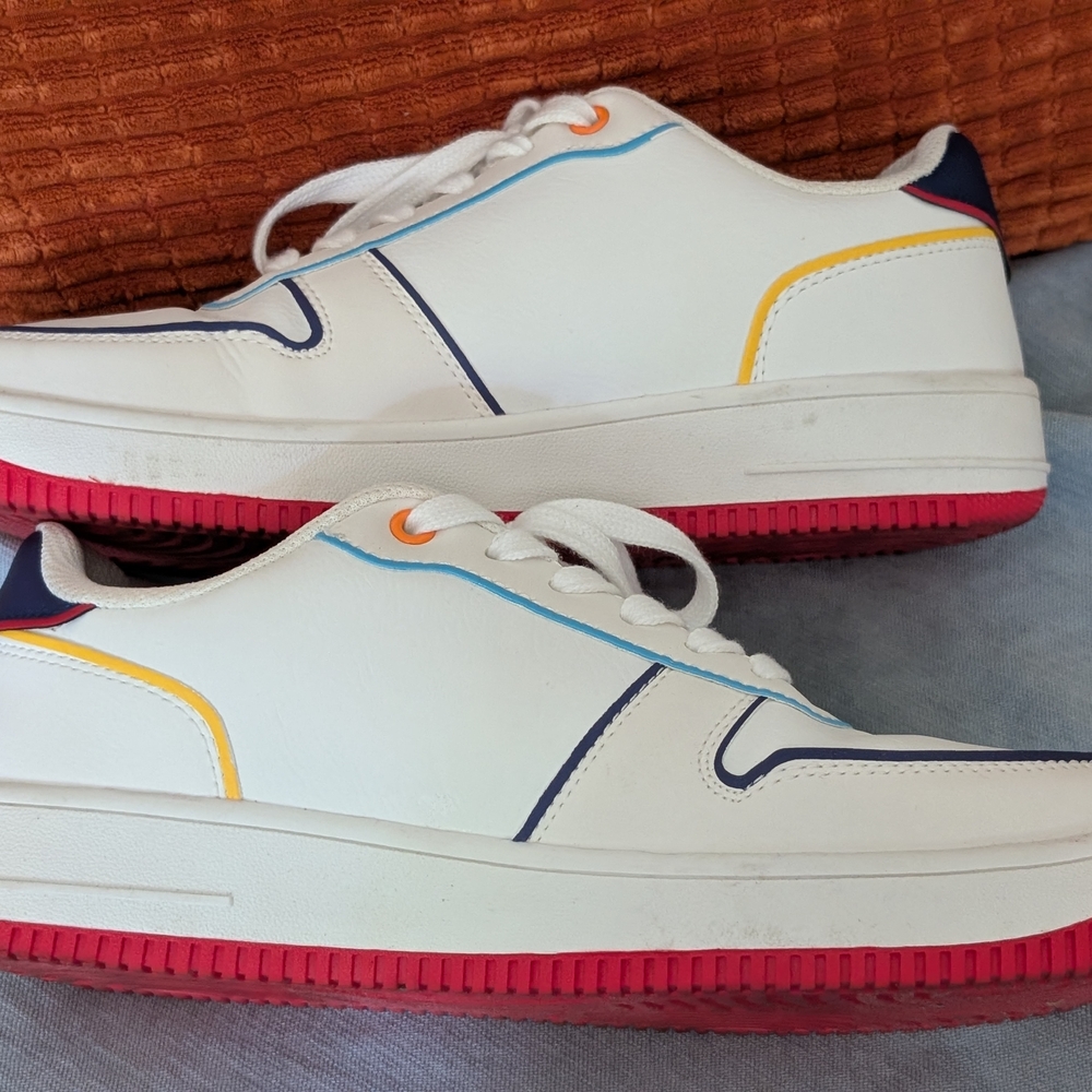 Colorful White Sneakers with Red Soles - Picture 6 of 8